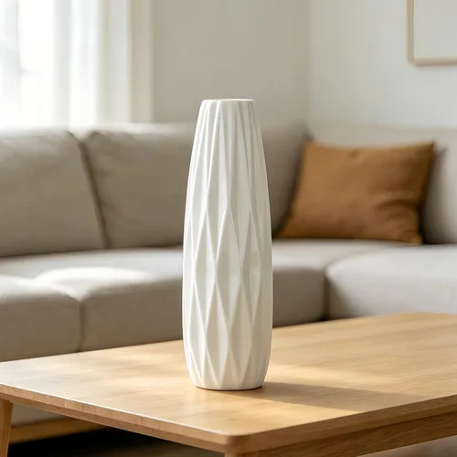 Vista 7 de Florero de cerámica blanco de 12 pulgadas, jarrones altos para hierba de las pampas, decoración del hogar, jarrones modernos con textura