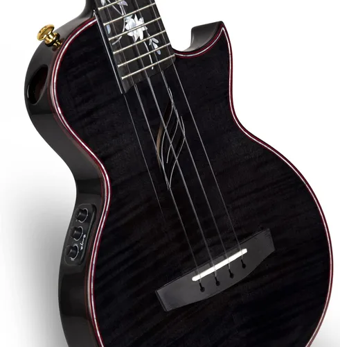 Vista 5 de Ukelele Enya Tenor completamente de madera de arce flameado con captador acústico AcousticPlus incorporado y estuche de lujo