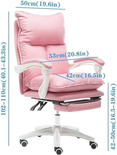 Vista 3 de Silla de oficina ergonómica de cuero ejecutiva grande y alta con base de respaldo alto, reposabrazos reposapiés oculto y sillas giratorias para Beige