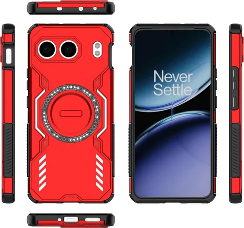 Vista 165 de Funda compatible con Motorola Edge 50, compatible con carga inalámbrica MagSafe [PC + TPU] 2 en 1 funda magnética protectora anticaída para Rojo