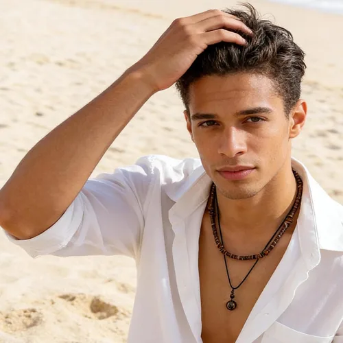 Vista 2 de Collar de capas de conchas Puka para hombres con cuentas de madera de coco marrón, collar bohemio de verano para hombres, collar de playa