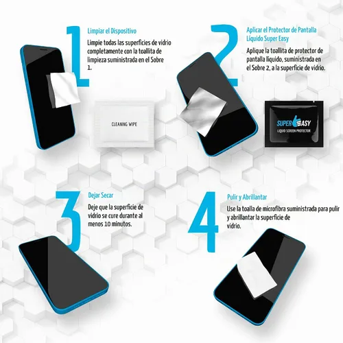 Vista 4 de SUPER EASY Protector de pantalla de vidrio líquido, resistente a arañazos y roturas, nanoprotección oleofóbica para todos los teléfonos, tabletas
