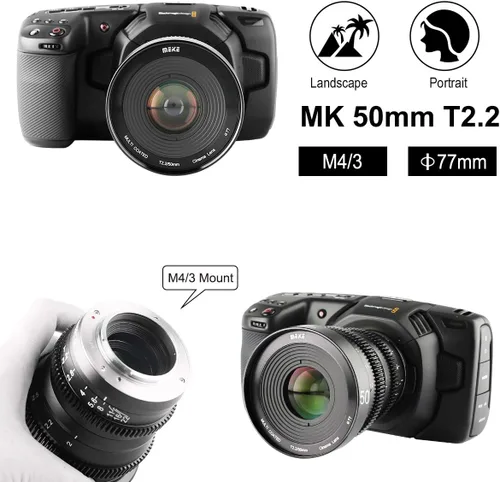 Vista 6 de Meike 1.969 in T2.2 Mini enfoque manual gran angular lente de cine para M43 Micro cuatro tercios MFT montaje cámaras BMPCC 4K Z CAM E2