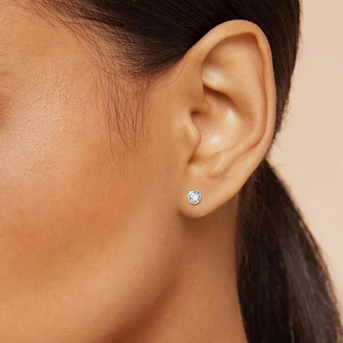 Vista 2 de Aretes con pasador de oro de 10 quilates con circonio Swarovski (1 ct), oro amarillo, Amarillo, 6456910YZZSTD