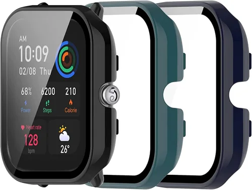 Vista 10 de Funda protectora compatible con Amazfit GTS 4 Mini, protector de pantalla de vidrio templado, cubierta completa para Amazfit GTS4 Mini Smartwatch