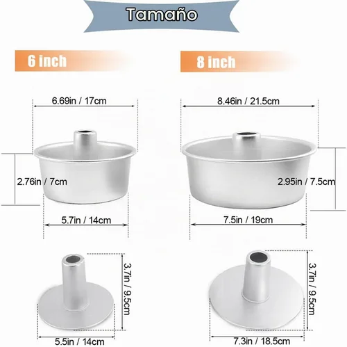Vista 4 de Molde de pastel de comida de ángel de 6 pulgadas con parte inferior extraíble, molde redondo de aluminio para tartas de gasa, molde para hornear