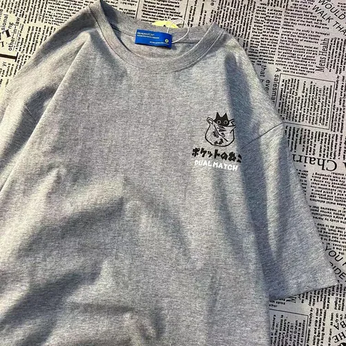 Vista 4 de LREUIP Camiseta gótica estampada de gran tamaño Harajuku Street Trend para hombres y mujeres con estampado holgado punk de manga corta