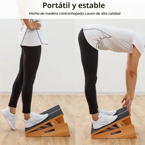 Vista 6 de StrongTek Tabla inclinada de madera extragrande, tabla inclinada ajustable y estirador de pantorrillas, tabla de estiramiento, mango lateral extra