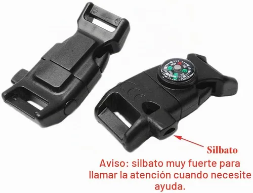 Vista 4 de CooBigo 5/8" Compass Whistle Buckle Plastic Paracord Bracelet Outdoor Camping Emergency Survival Travel Kits