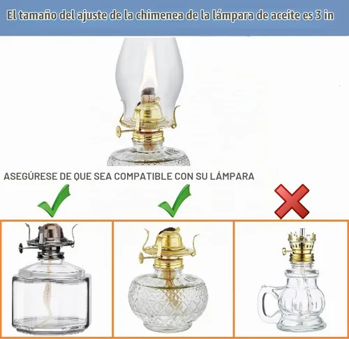 Vista 4 de Lámpara de aceite de repuesto para chimenea, globo de lámpara de queroseno de 3 x 8 pulgadas, globo de lámparas de aceite de vidrio transparente