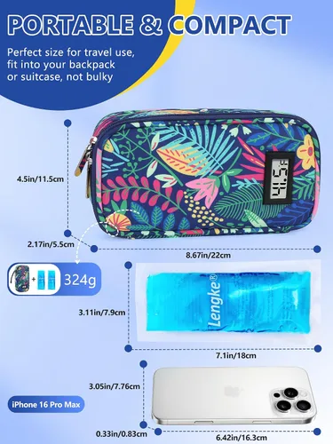 Vista 4 de YOUSHARES Estuche de viaje para enfriador de insulina, aprobado por la TSA para medicamentos diabéticos, bolsa de enfriamiento con pantalla