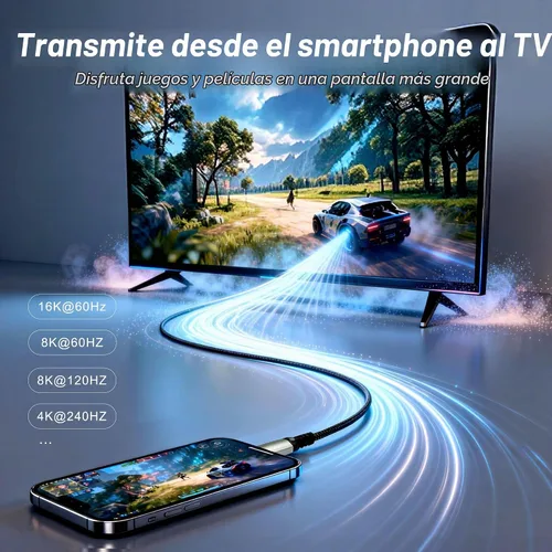 Vista 3 de Cable USB-C a DisplayPort de 3.3 pies (16 K a 60 Hz 8K a 120 Hz), cable USB C a DP 2.1 de 80 Gbps Thunderbolt 3/4/5 compatible con MacBook Pro/Air