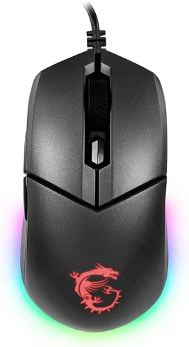Vista 11 de MSI Clutch GM20 Elite - Ratón para juegos, 6400 DPI, interruptor OMRON de 20M+ clics, sensor óptico, pesos ajustables, diseño ergonómico para mano