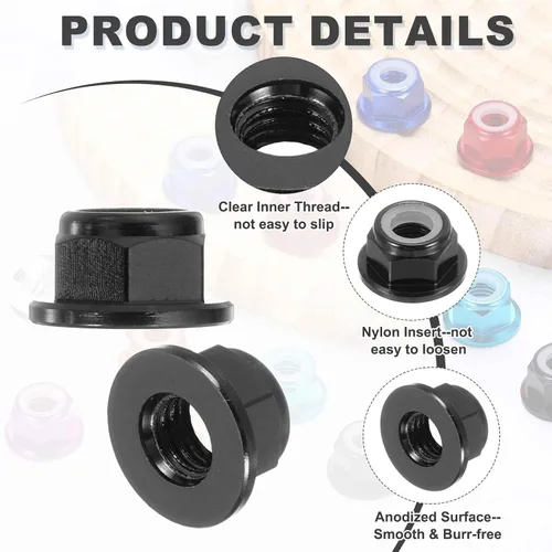 Vista 3 de MECCANIXITY 30 piezas de tuercas de bloqueo de aleación de aluminio M3 con paso de 0.5 mm, tuercas hexagonales con brida de nylon con rosca serrada