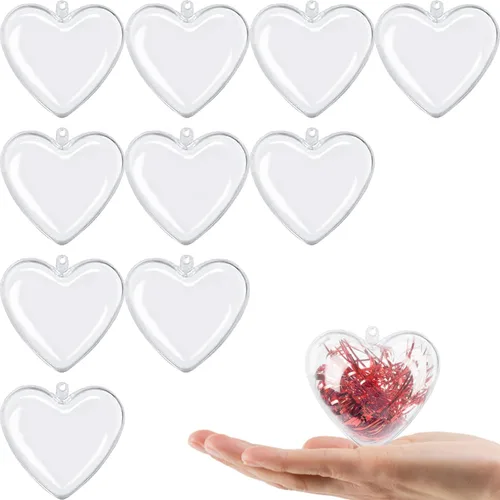 Vista 9 de Jishi Paquete de 10 adornos de Navidad de plástico transparente para manualidades, bolas de adornos de Navidad DIY rellenables de 2.36 pulgadas
