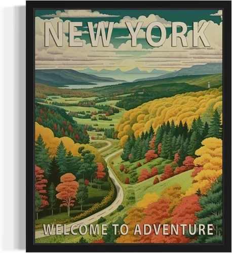 Vista 35 de Póster artístico de paisaje del estado de Alabama, decoración artística de paisaje retro de estados, pintura de montaña y paisaje de aventura