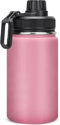 Vista 12 de Botella de agua aislada de 12 onzas, botellas de agua de acero inoxidable de doble pared aislada al vacío, boca ancha, a prueba de fugas, sin BPA