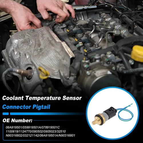 Vista 3 de No.06A919501 Sensor de temperatura del refrigerante de agua W/arnés de conector Pigtail para Audi A4 A6 RS4 RS6 para VW Passat Beetle para Porsche