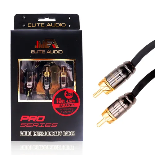 Vista 15 de Elite Audio Serie Pro 3 pies. Cable corto de audio para carro RCA de 2 canales - Triple blindaje, conectores de latón, cobre libre de oxígeno, cable