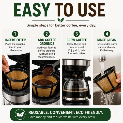 Vista 7 de CAFE BREW COLLECTION - Filtro de café reutilizable para cafeteras y cafeteras Black & Decker, de 8 a 12 tazas, acero inoxidable permanente, sin BPA