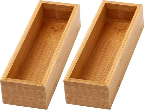 Vista 5 de YBM Home Caja de almacenamiento organizadora de cajones de cocina hecha de bambú, 3x3x2 pulgadas 320