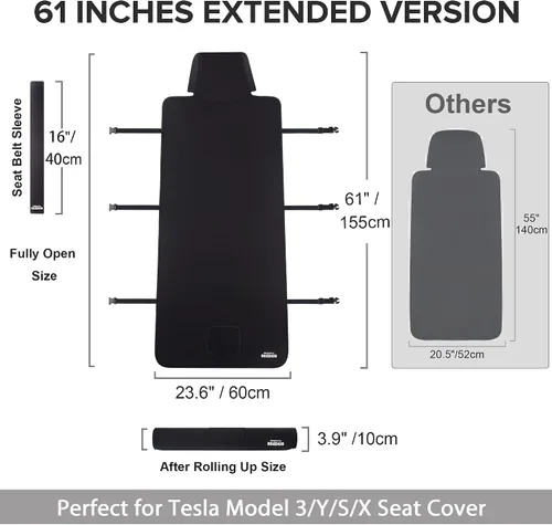 Vista 6 de Fundas de asiento para Tesla Model Y, protector de asiento delantero de automóvil de neopreno impermeable ampliado mejorado para Tesla Model 3 S X