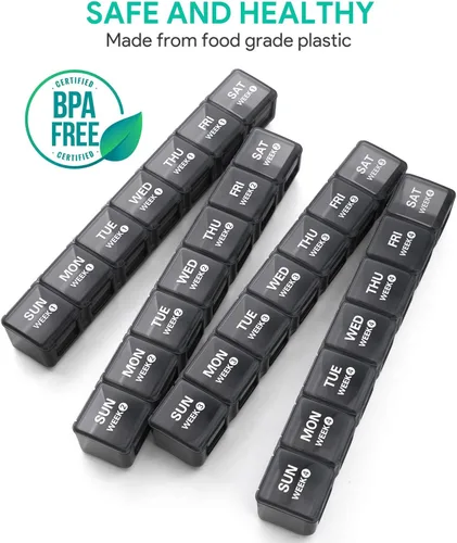 Vista 4 de TookMag Pastillero mensual de 28 días, organizador de medicamentos grandes de 4 semanas, pastillero de un mes, pastillero de viaje con recipiente a