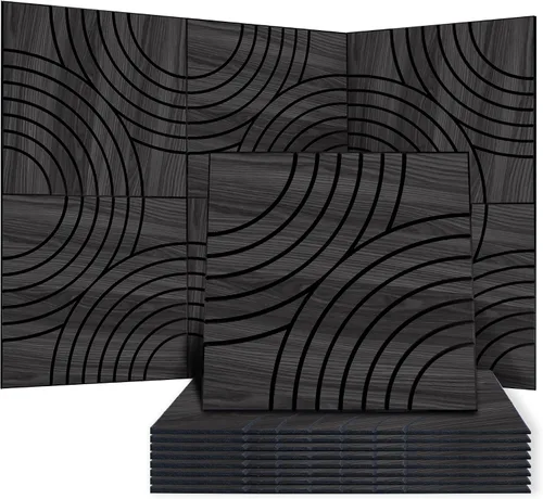 Vista 15 de WoveN SounD Paneles de pared acústicos, teca, paquete de 8, 23.6 x 23.6 pulgadas