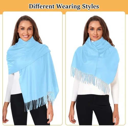 Vista 4 de Bufandas grandes de color morado grisáceo para mujer, bufandas grandes, cálidas y suaves, para viajes, oficina, invierno, 86 x 30 pulgadas
