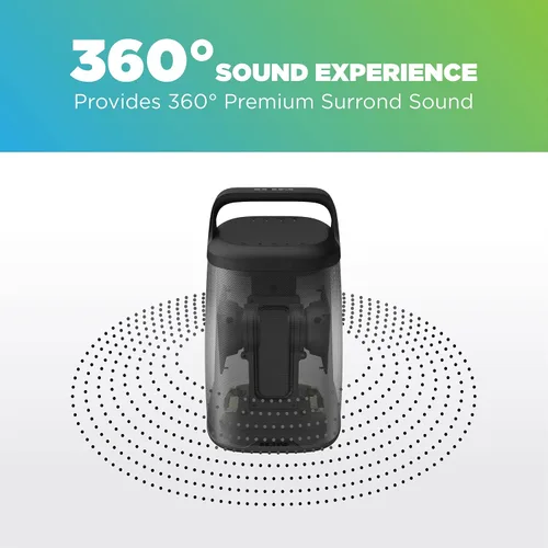 Vista 5 de ION Audio Acadia - Altavoz Bluetooth portátil de 30 W, impermeable, sonido estéreo de 360 grados, luces LED multicolor, refuerzo de graves