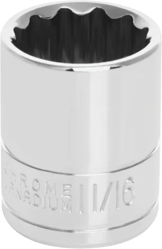 Vista 6 de Performance Tool W38812 Enchufe de 12 puntas, unidad de 3/8 de pulgada, 12 mm Chrome vanadium steel. Polished nickel chrome finish. Designed to