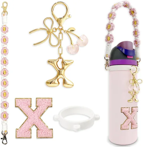 Vista 75 de Letter Handle Strap Accessories with Cute Initial Charm Compatible with Owala Water Bottle 24oz 32oz 40oz Owala Kids