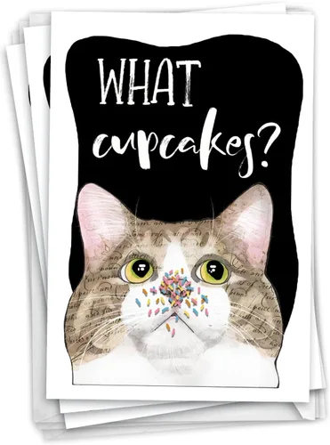 Vista 12 de NobleWorks Surtido de 3 tarjetas de felicitación de cumpleaños con sobres (3 diseños, 1 cada uno) Cat Laughs VC2805BDG-C1x3