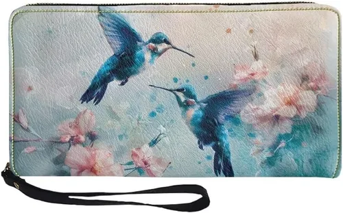 Vista 14 de Coldinair Cartera de piel sintética con cierre de cremallera para mujer, con bloqueo RFID, monedero para teléfono con correa para viaje, Añade tu