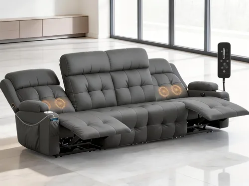 Vista 155 de Sofá de Dos Plazas Reclinable, Sofá Reclinable de Masaje con Gran Capacidad de Peso, Silla de Dos Plazas para RV en Liquidación con Consola, USB