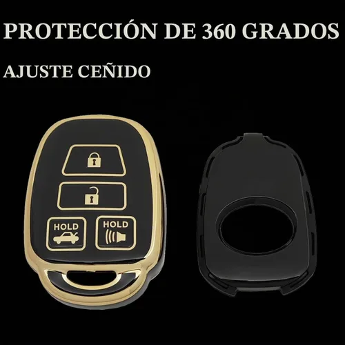 Vista 3 de Funda protectora de TPU para llavero compatible con Toyota Camry 2012-2017 2014-2017 Corolla Smart Remote Key Fob (negro)