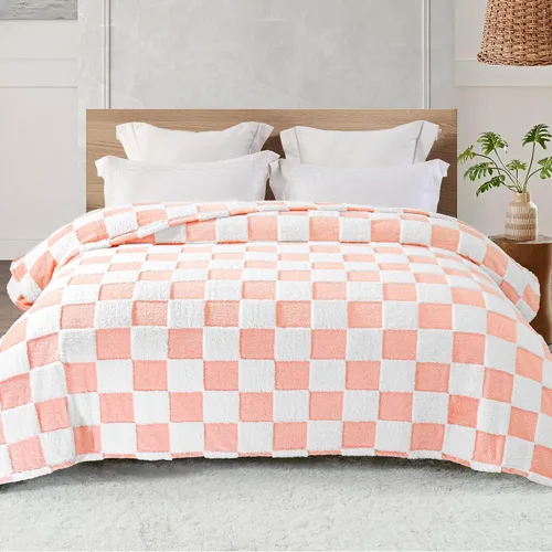 Vista 19 de Exclusivo Mezcla - Manta de franela super suave y cálida con diseño de vellón esponjoso, para sofá, cama, con lindo patrón a cuadros, negro, 50" x