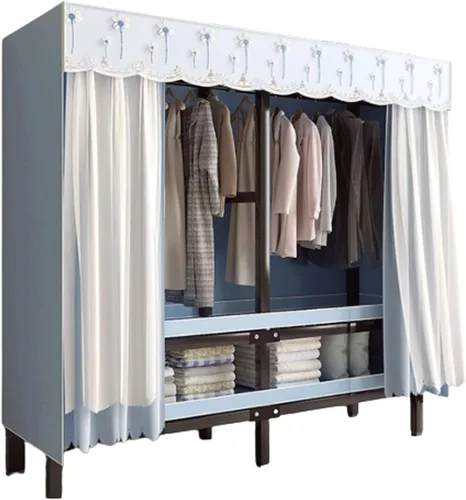 Vista 22 de Armarios grandes plegables de 0.984 in/1 pulgada de tubo de acero para ropa, estantes de almacenamiento para dormitorio, armario grande portátil
