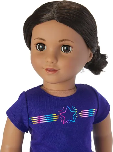 Vista 3 de American Girl Niña del año Kavi Sharma - Pijama de estrella brillante de 18 pulgadas con 4 piezas para mayores de 8 años