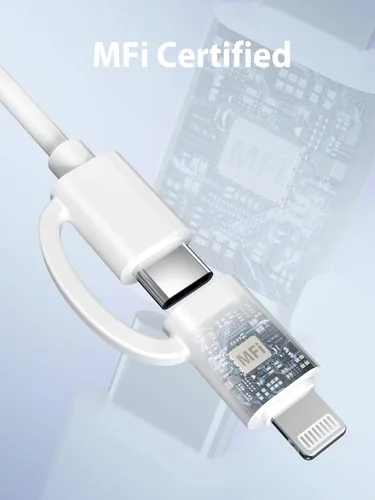 Vista 7 de Quntis Cable USB C a C/Lightning 2 en 1, paquete de 2 cables de carga múltiple USB C de 6.6 pies para iPhone 15 16 [certificado MFi], cable de carga