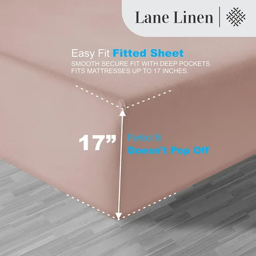 Vista 57 de LANE LINEN - Sábanas individual 100% algodón egipcio suave, cómodo y grueso de calidad de hotel, costuras reforzadas totalmente elásticas, sin