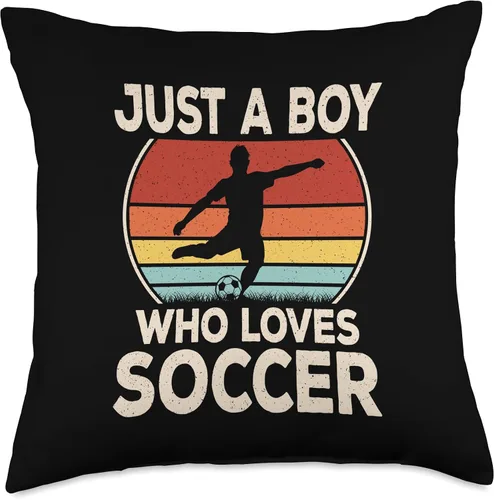 Vista 4 de Just A Boy Who Loves Soccer Funny Soccer Player Boys Kids Throw Pillow