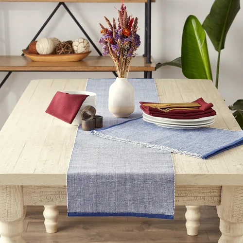 Vista 5 de DII Juego de manteles individuales ecológicos de la colección Fine Ribbed de 13x19, azul francés