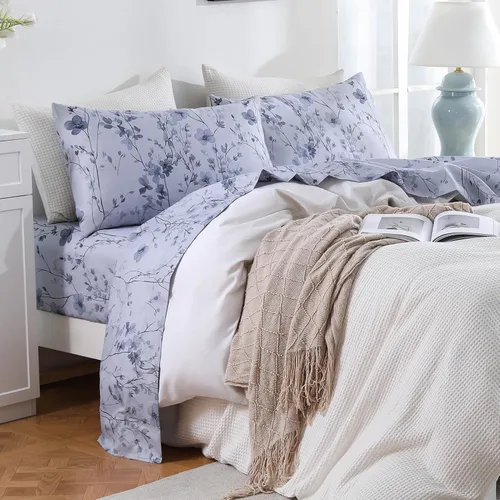 Vista 20 de Bedlifes Juego de sábanas refrescantes de 3 piezas tamaño individual con mezcla de rayón derivado de bambú, suave y transpirable, bolsillo profundo
