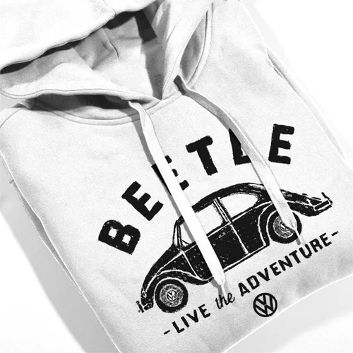 Vista 4 de Volkswagen Beetle Black Live The Adventure Retro Slogan Sudadera con capucha para hombre