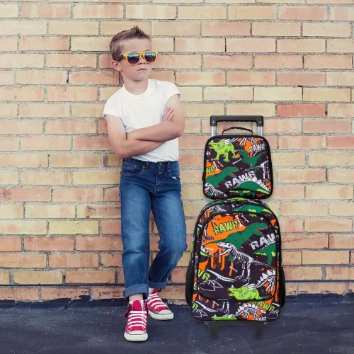 Vista 9 de Mochila con ruedas para niños y niñas, mochila escolar con ruedas para niños pequeños