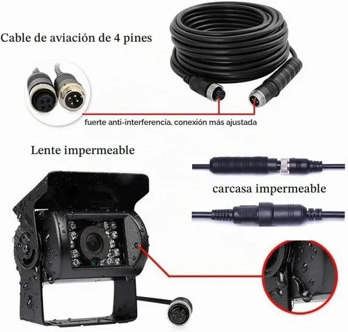 Vista 5 de Cámara de respaldo para vehículo, Camecho de 9 pulgadas, 4 monitores divididos + 4 cámaras con cámara de visión frontal y trasera, 18 IR de visión
