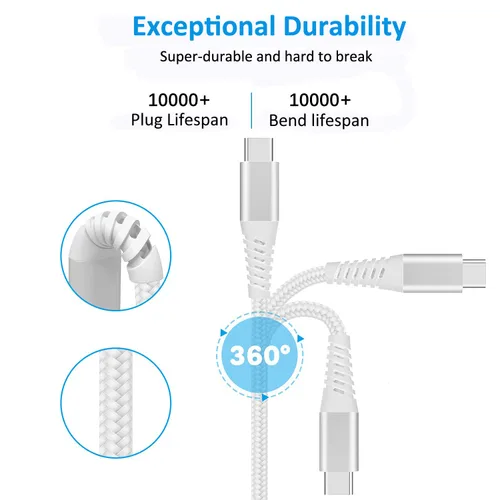 Vista 5 de Cable USB tipo C de 6 pies, paquete de 2 cables de carga rápida USB C, cable de teléfono para Samsung Galaxy A01 A02s A03s A10e A11 A12 A13 A14 A20
