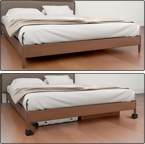 Vista 7 de elevadores de cama ajustables para muebles - elevadores resistentes de 4 o 8 o 12 pulgadas sin deslizamiento para camas/sofás/sillones, diseño