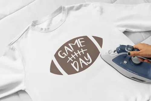 Vista 2 de Calcomanía termoadhesiva para el día del partido, transferencia de camisetas con capucha de fútbol, parche gráfico HTV, listo para imprimir